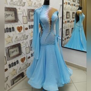 Beautiful Ballroom Dress (Standard), Light Blue, Size Small